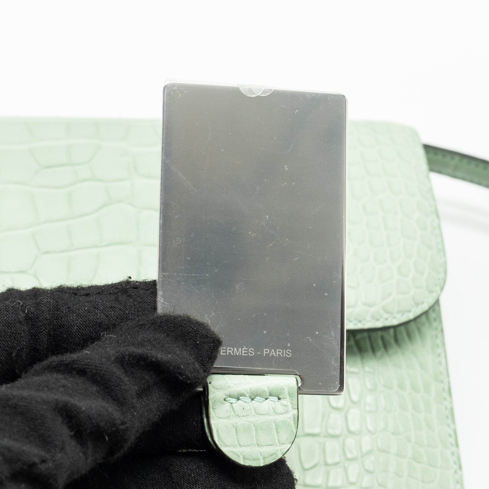 HERMES MINI CONSTANCE ALLIGATOR MISSISSIPPIENSIS MAT VERT D’EAU SHW