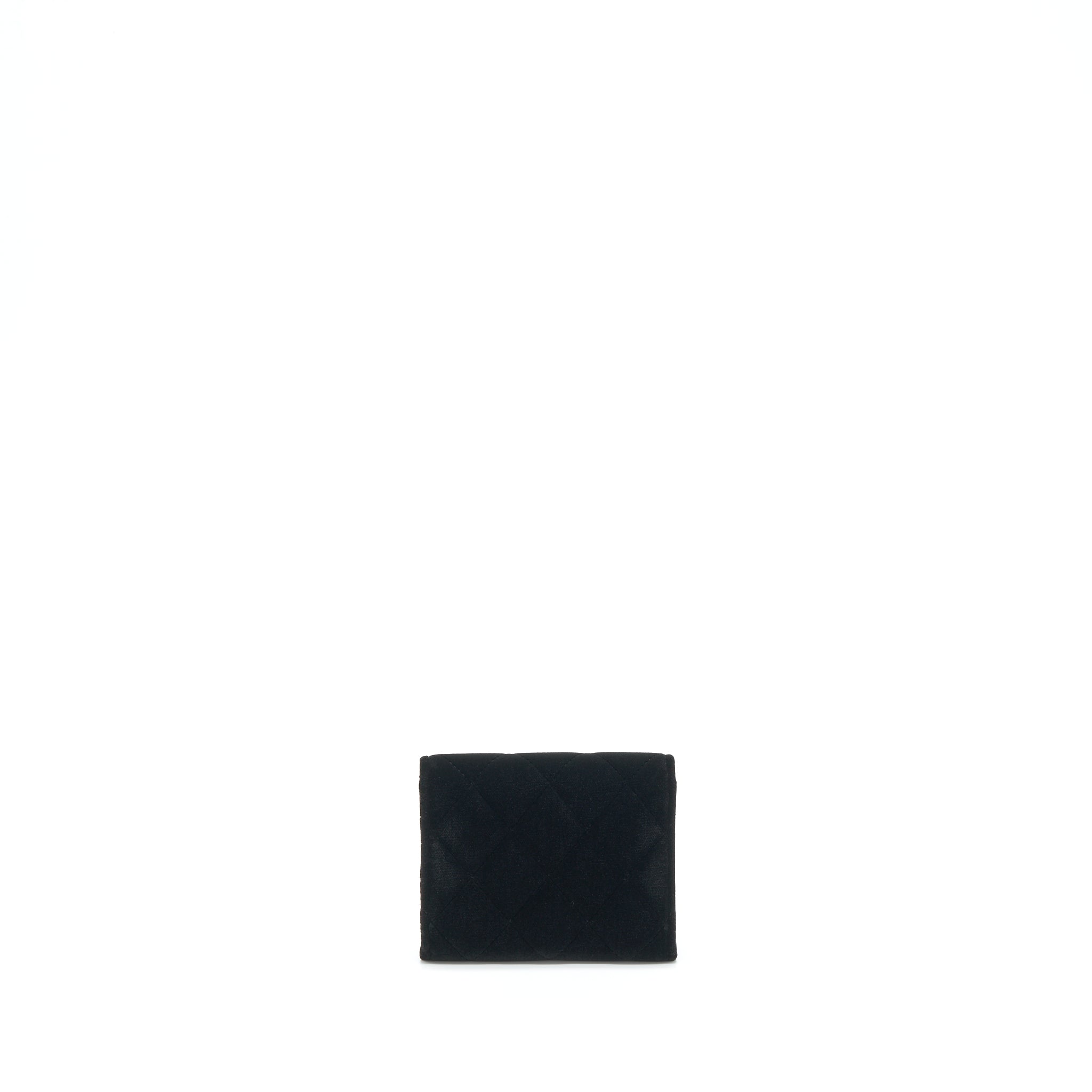 CHANEL VELVET CC LOGO SMALL FLAP WALLET BLACK LGHW