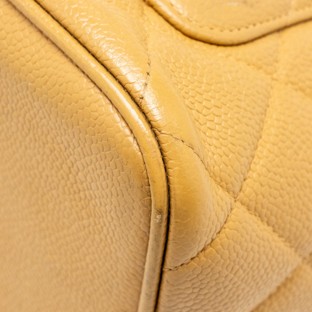 CHANEL VINTAGE MEDALLION TOTE BAG CAVIAR BEIGE SHW