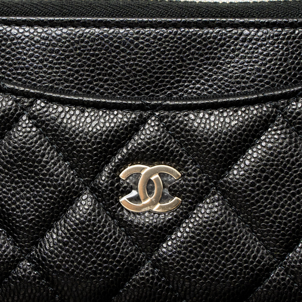 CHANEL L ZIP WALLET CAVIAR BLACK LGHW (MICROCHIP)