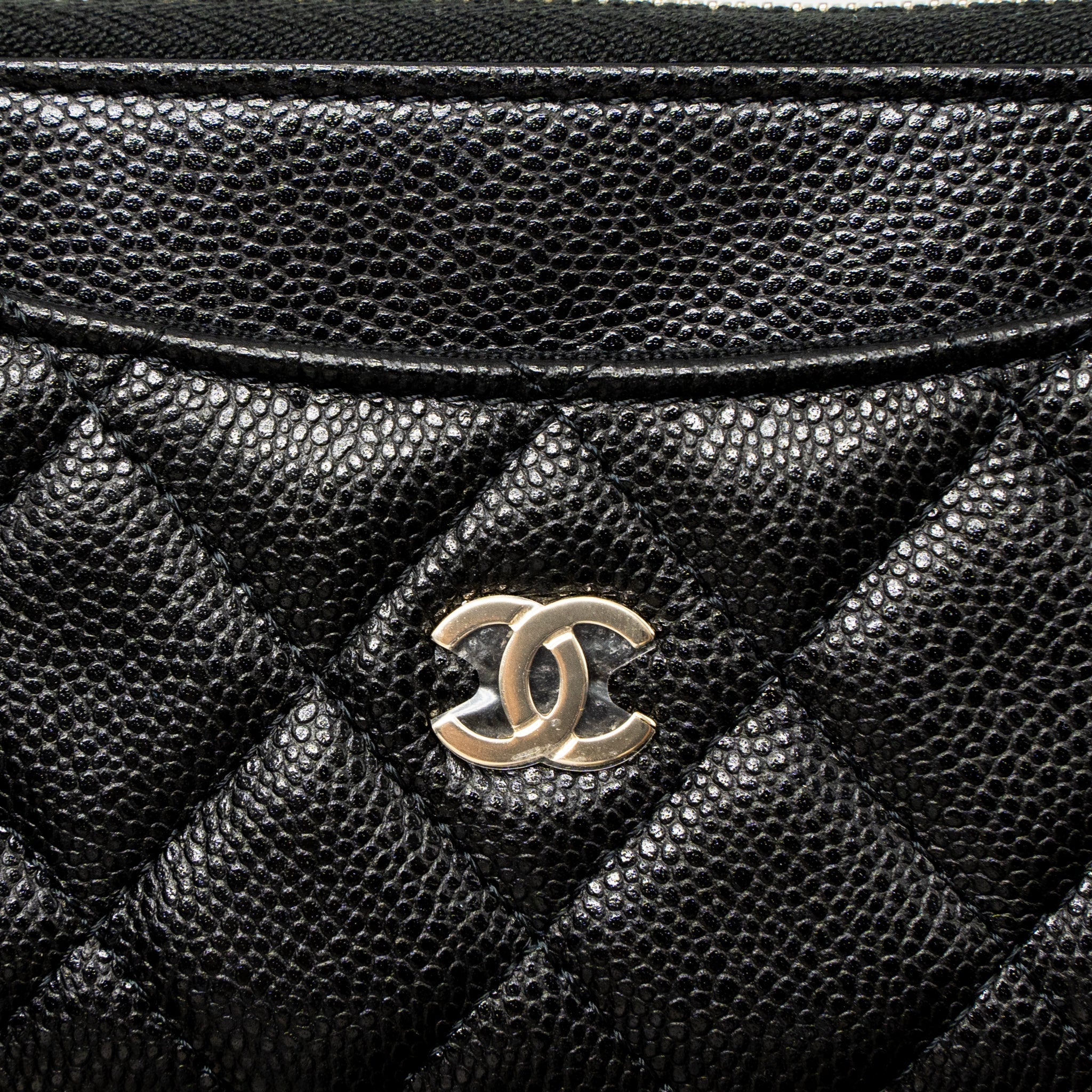 CHANEL L ZIP WALLET CAVIAR BLACK LGHW (MICROCHIP)