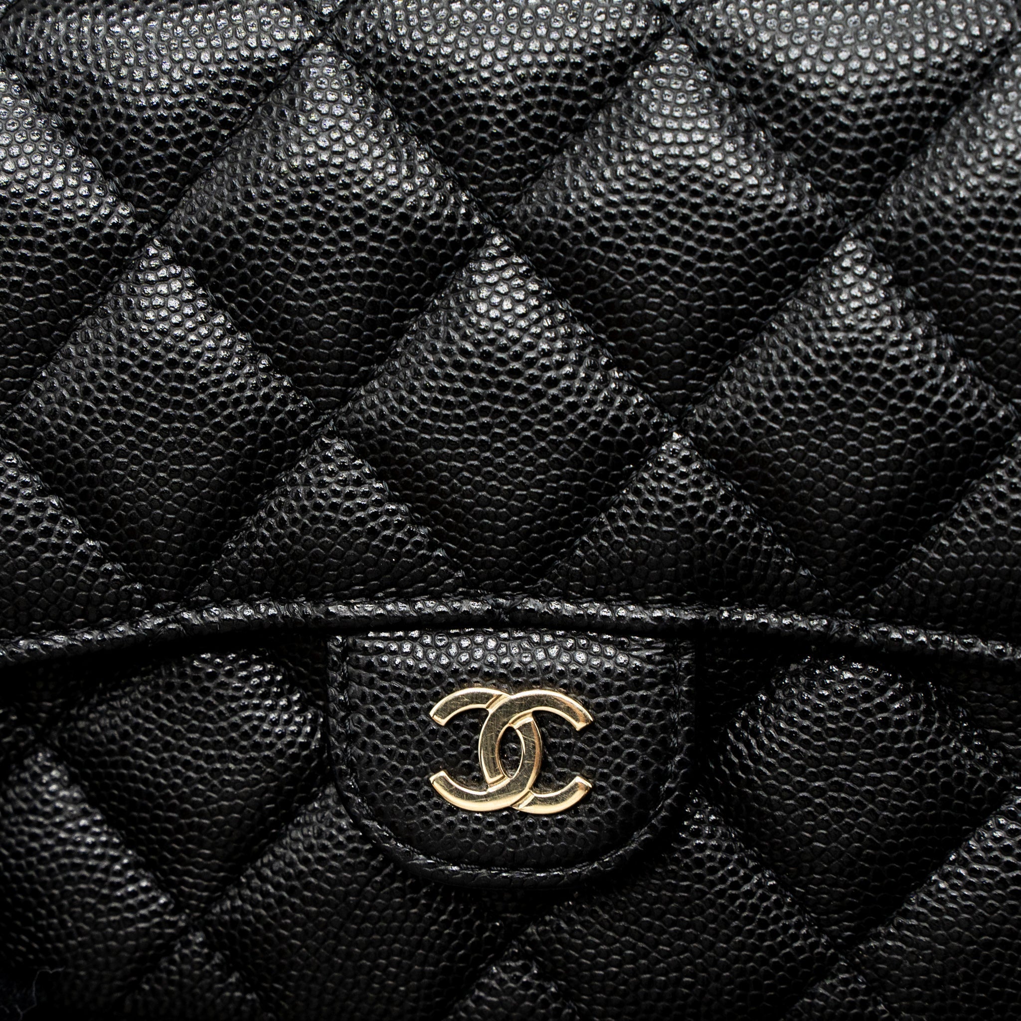 CHANEL DOUBLE POCKET WALLET ON CHAIN CAVIAR BLACK LGHW (MICROCHIP)