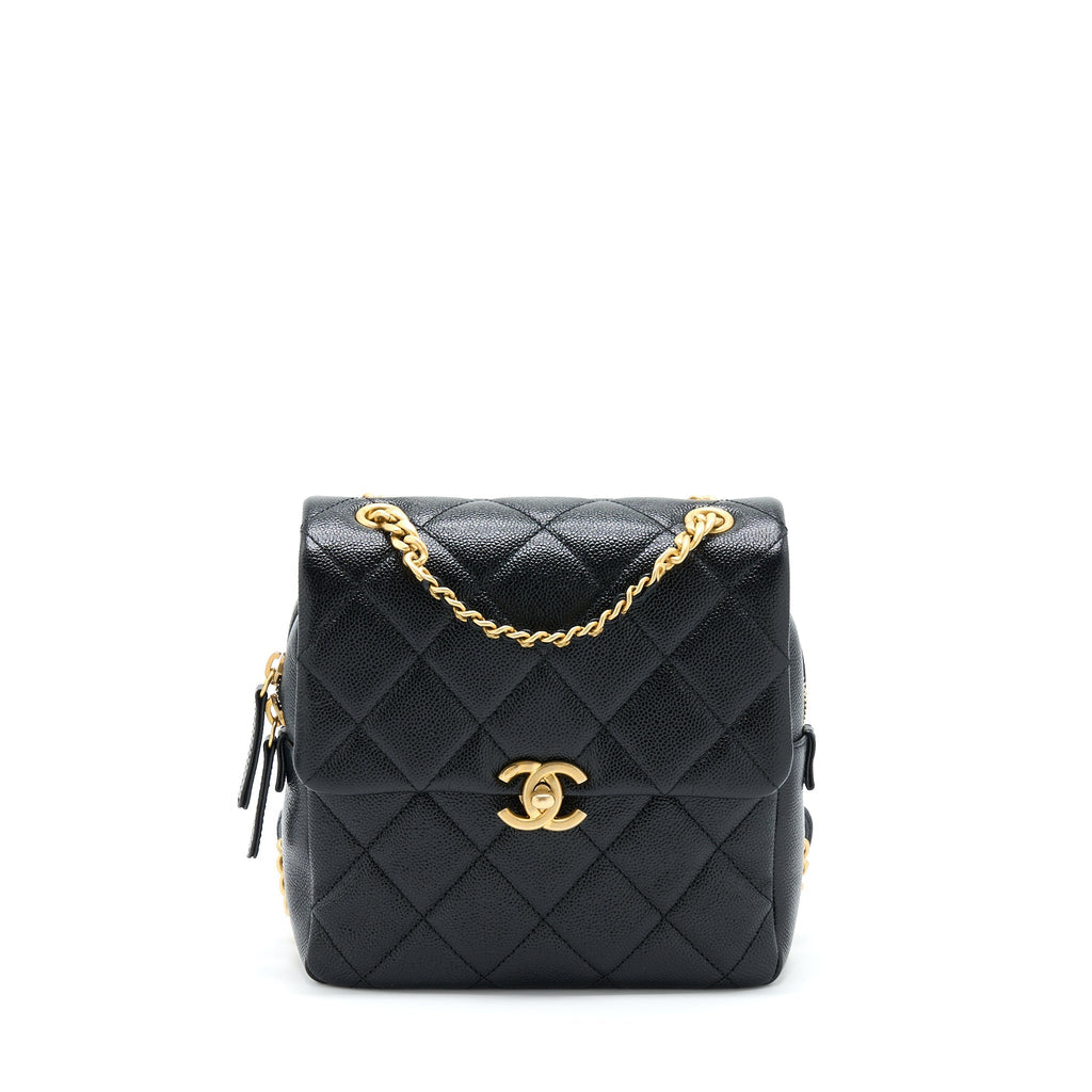 CHANEL 22P FLAP BACKPACK CAVIAR BLACK GHW (MICROCHIP)