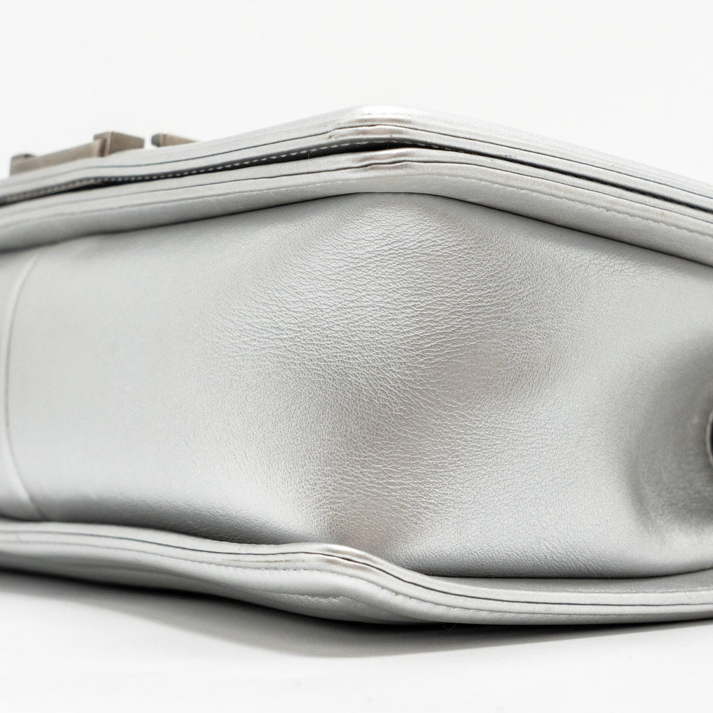 CHANEL MEDIUM BOY BAG LAMBSKIN SILVER SHW