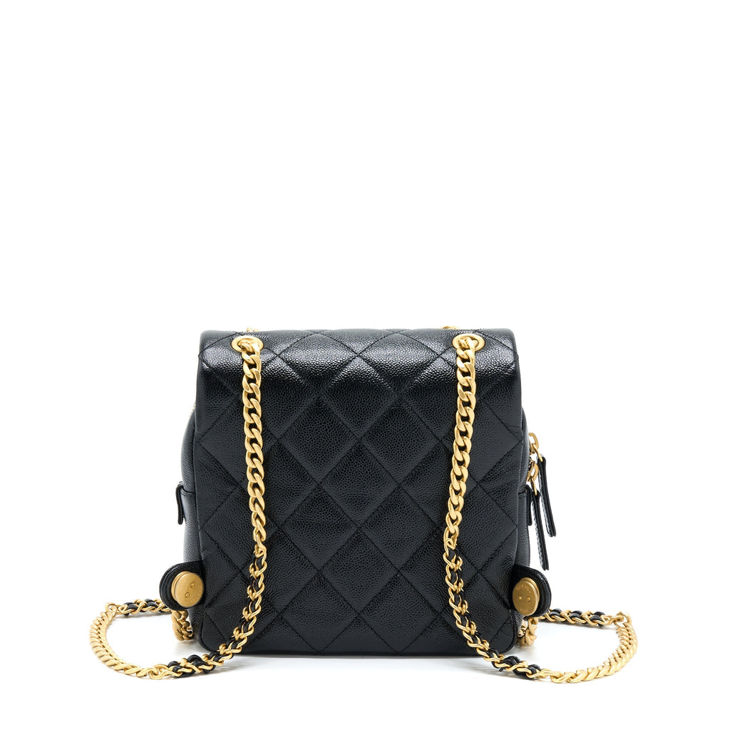 CHANEL 22P FLAP BACKPACK CAVIAR BLACK GHW (MICROCHIP)