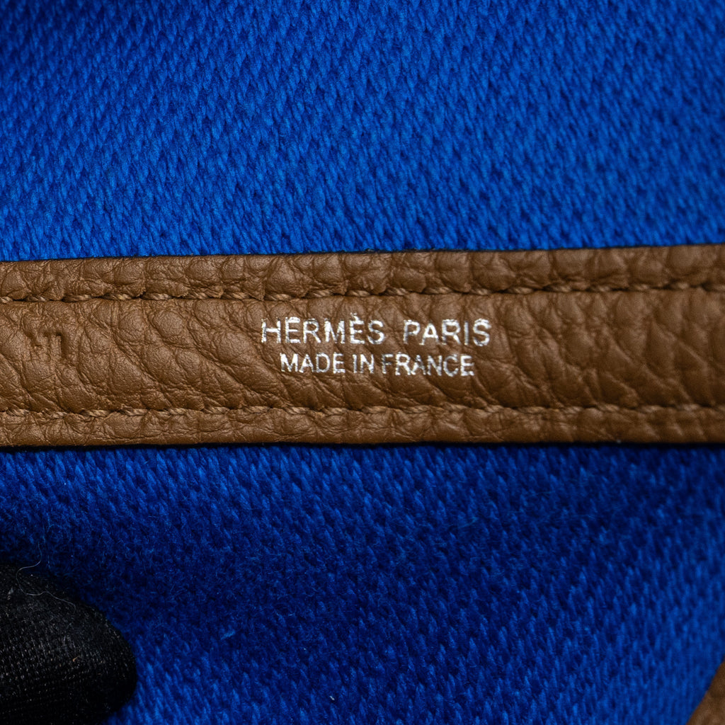 HERMES GARDEN PARTY 36 NEGONDA/CANVAS ECRU/ALEZAN/BLUE BILL SHW