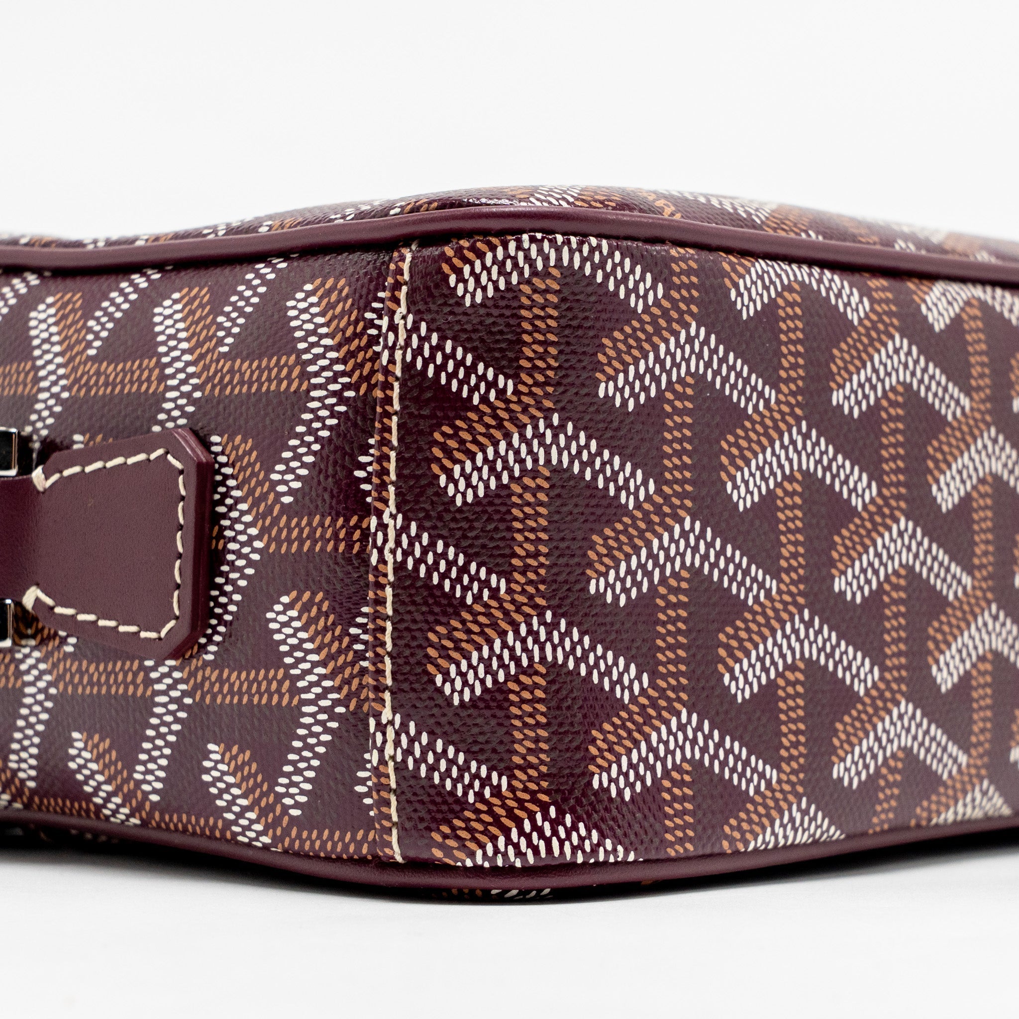 GOYARD CAP-VERT PM BAG GOYARDINE CANVAS/CERVON CALFSKIN BURGUNDY SHW