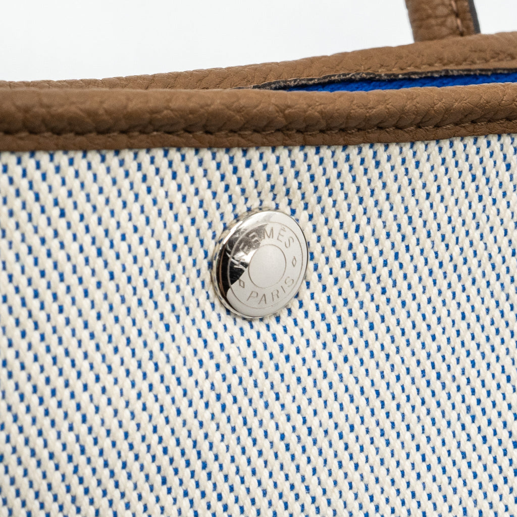 HERMES GARDEN PARTY 36 NEGONDA/CANVAS ECRU/ALEZAN/BLUE BILL SHW