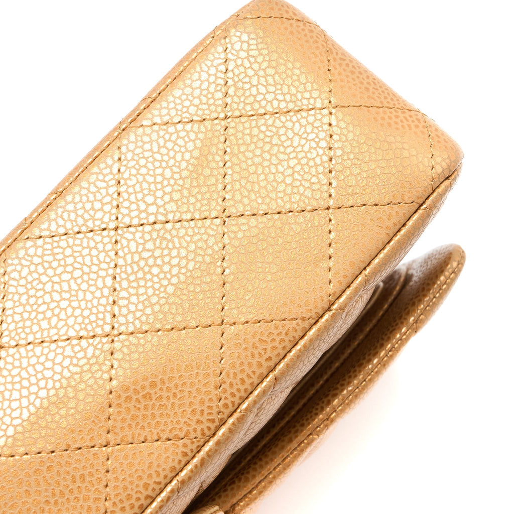 CHANEL MEDIUM CLASSIC DOUBLE FLAP BAG CAVIAR METALLIC IRIDESCENT RUTHENIUM HARDWARE