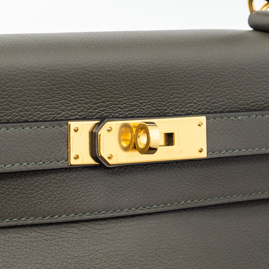 Hermes kelly 28 evercolor vert de gris GHW