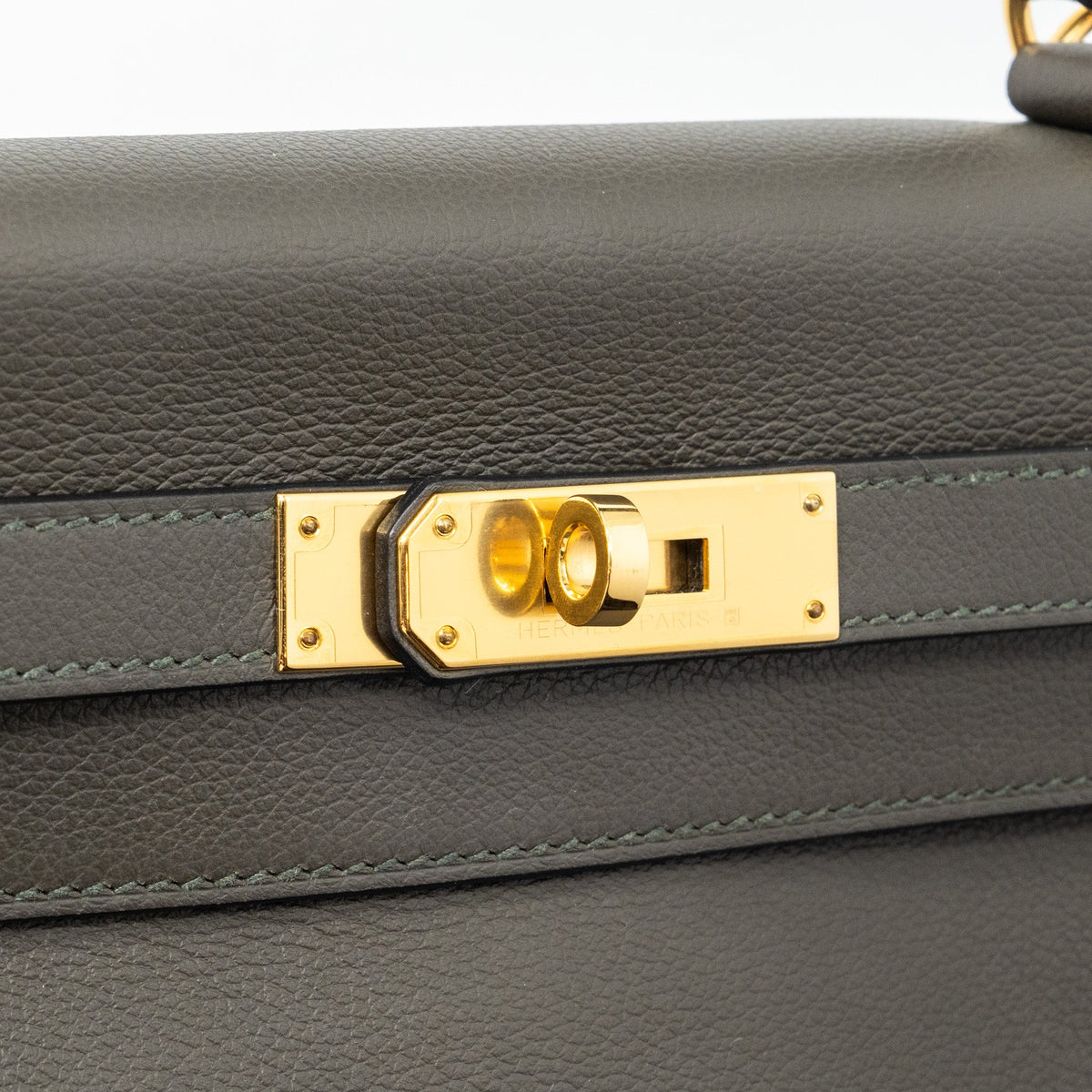 Hermes kelly 28 evercolor vert de gris GHW
