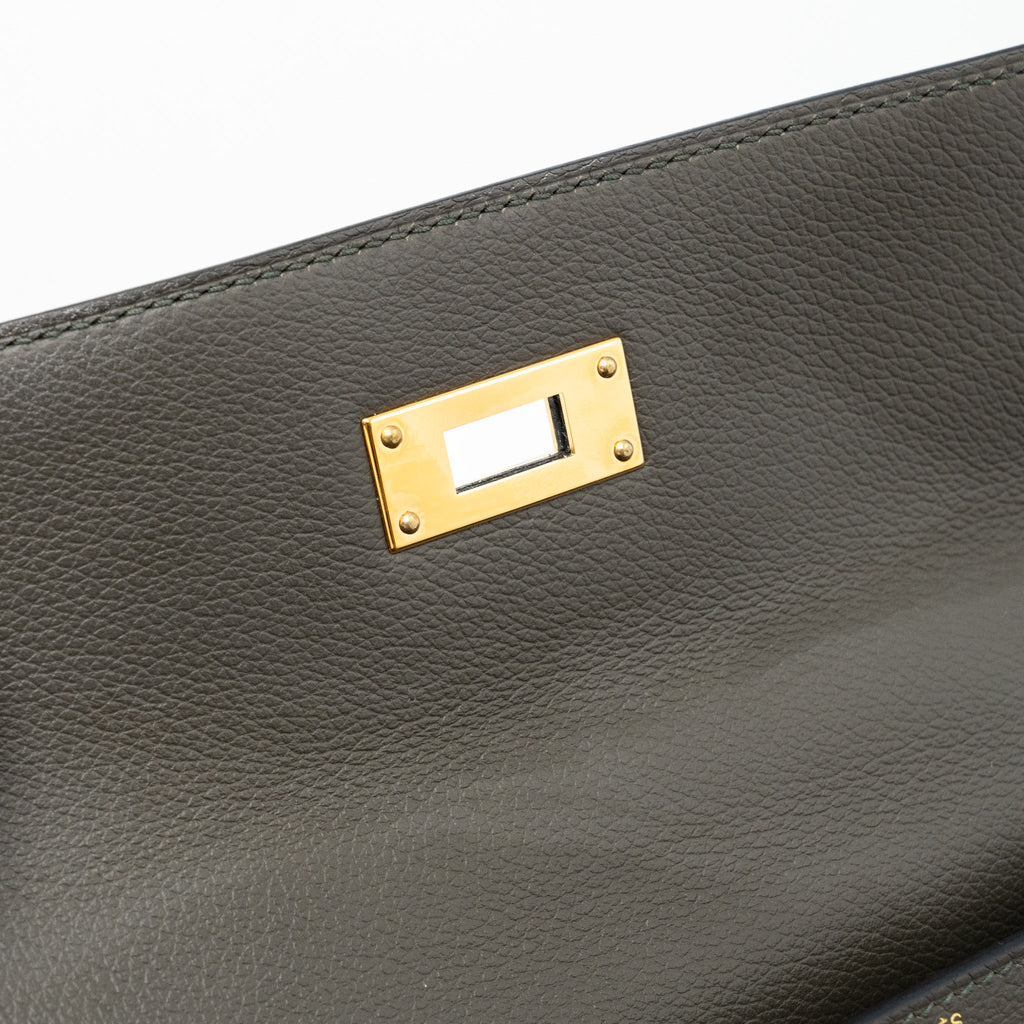 Hermes kelly 28 evercolor vert de gris GHW