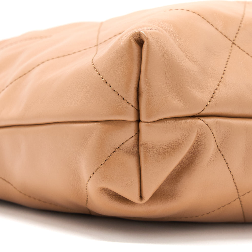 CHANEL MEDIUM 22 BAG SHINY CALFSKIN CARAMEL GHW (MICROCHIP)
