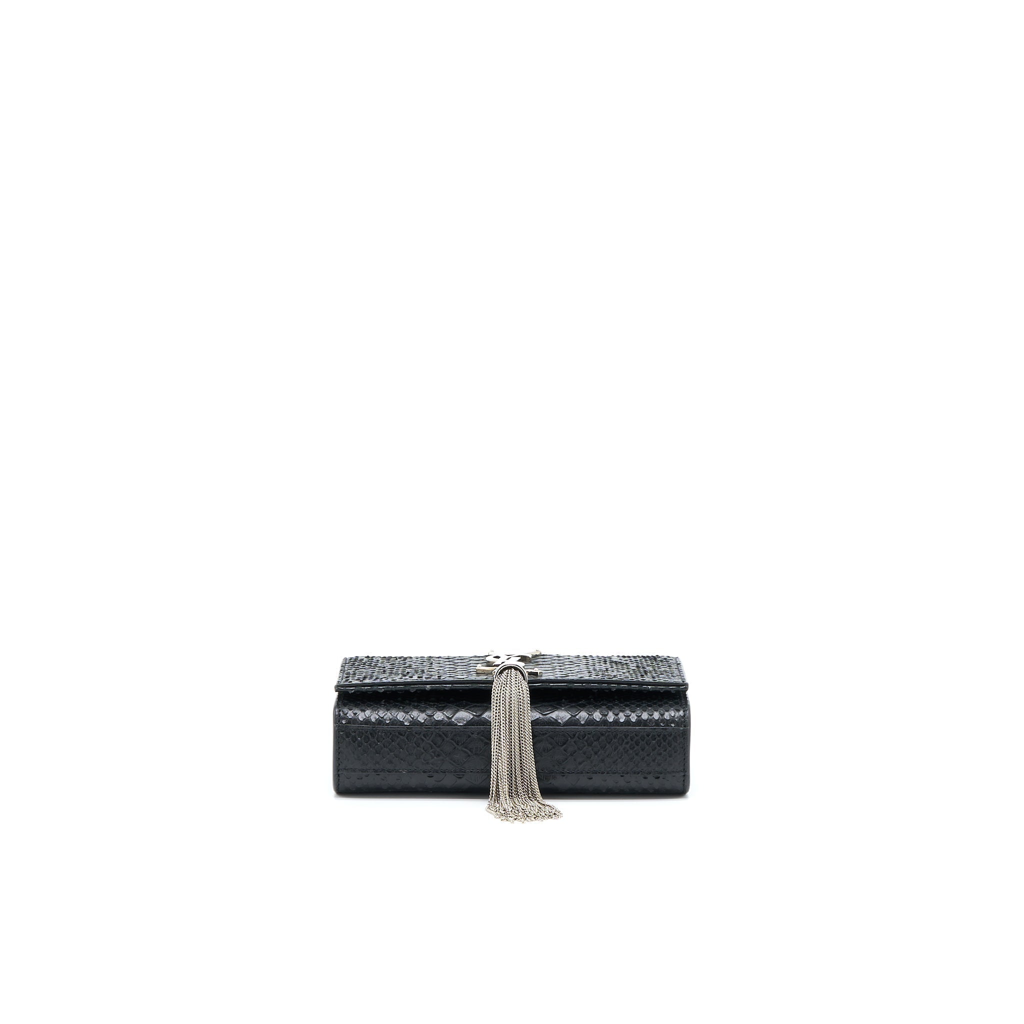SAINT LAURENT SMALL KATE PYTHON EMBOSSED CALFSKIN BLACK SHW