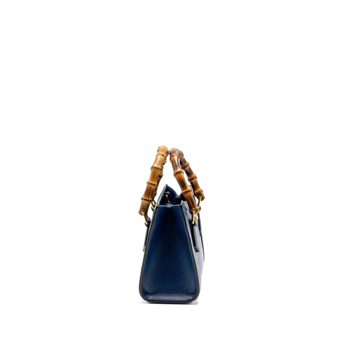 Gucci Small Diana Tote Bag Calfskin/Bamboo Handle Dark Blue/Yellow GHW