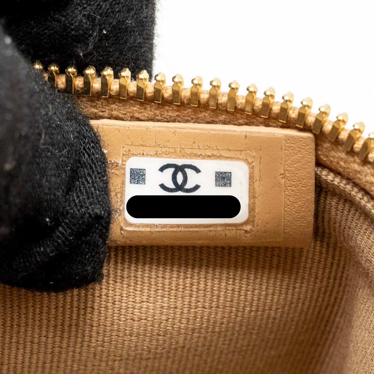 Chanel top handle vanity clutch with chain caviar beige LGHW (microchip)