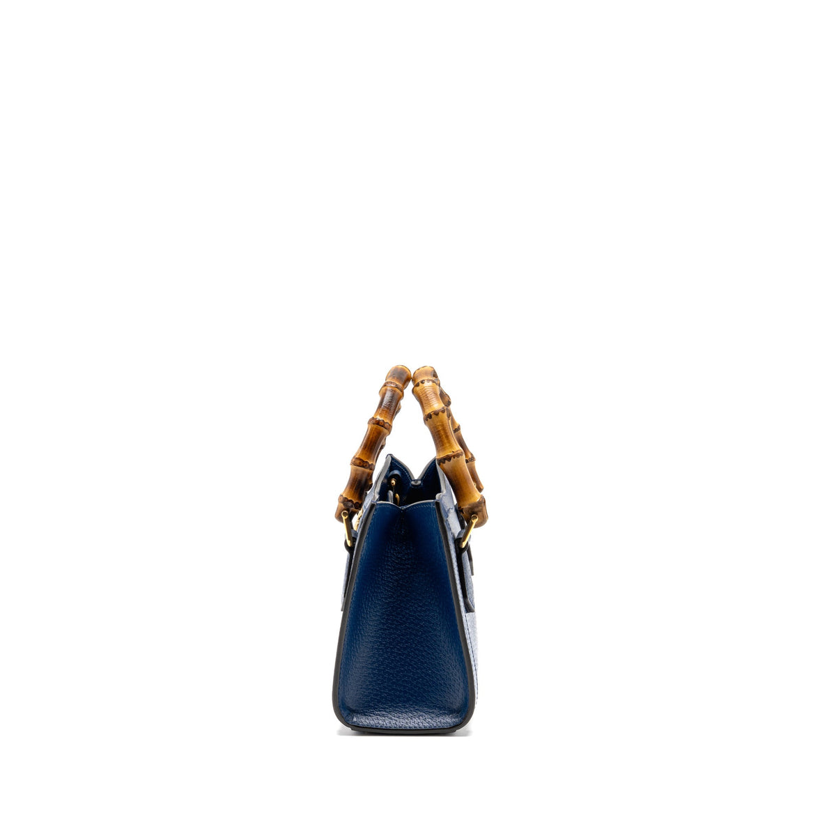 Gucci Small Diana Tote Bag Calfskin/Bamboo Handle Dark Blue/Yellow GHW