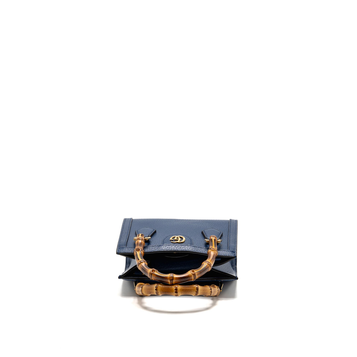 Gucci Small Diana Tote Bag Calfskin/Bamboo Handle Dark Blue/Yellow GHW