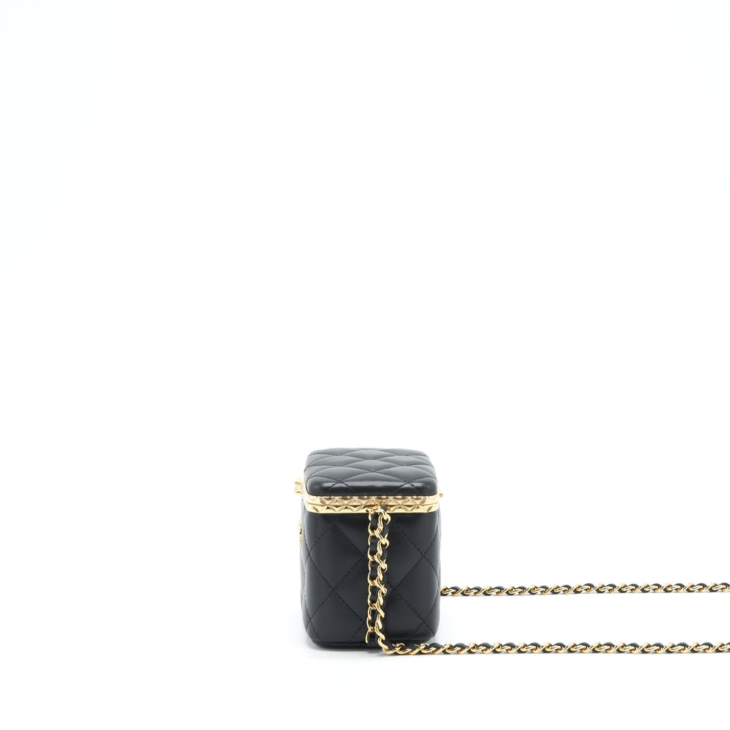 CHANEL 22S SMALL CLIC FLAP VANITY WITH CHAIN LAMBSKIN BLACK LGHW