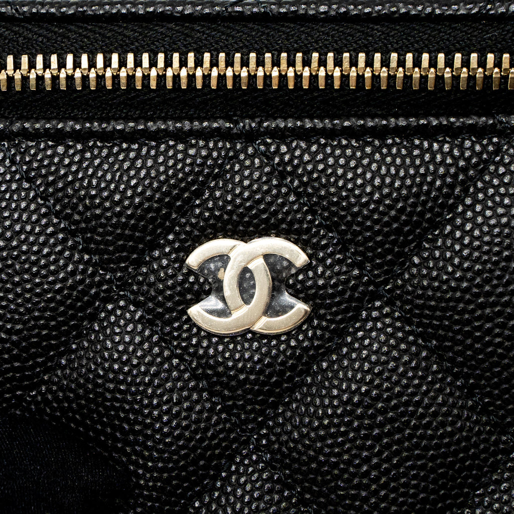 CHANEL MINI VANITY WITH CHAIN CAVIAR BLACK LGHW (MICROCHIP)
