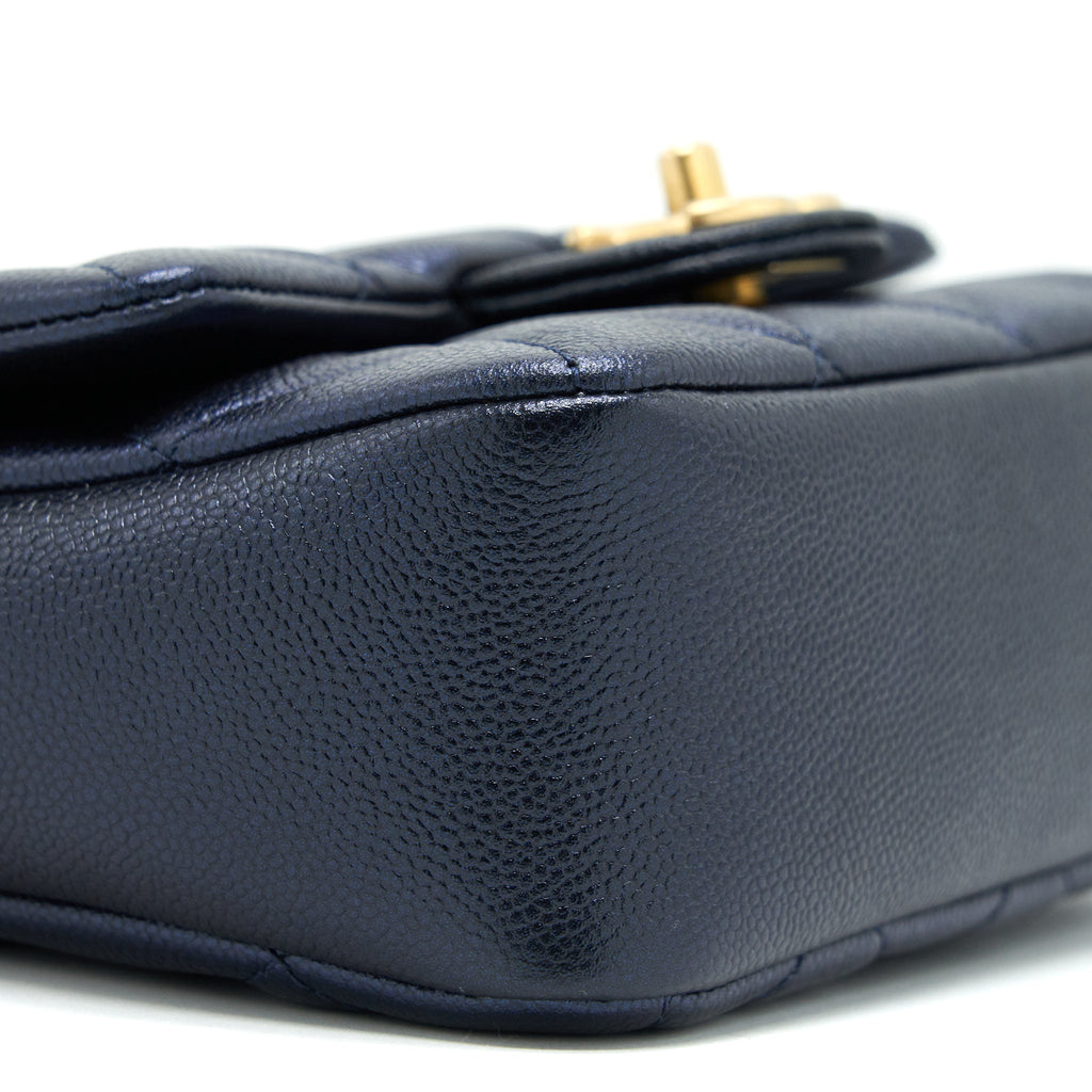 CHANEL 21K MY PERFECT MINI FLAP BAG CAVIAR BLACK GHW (MICROCHIP)