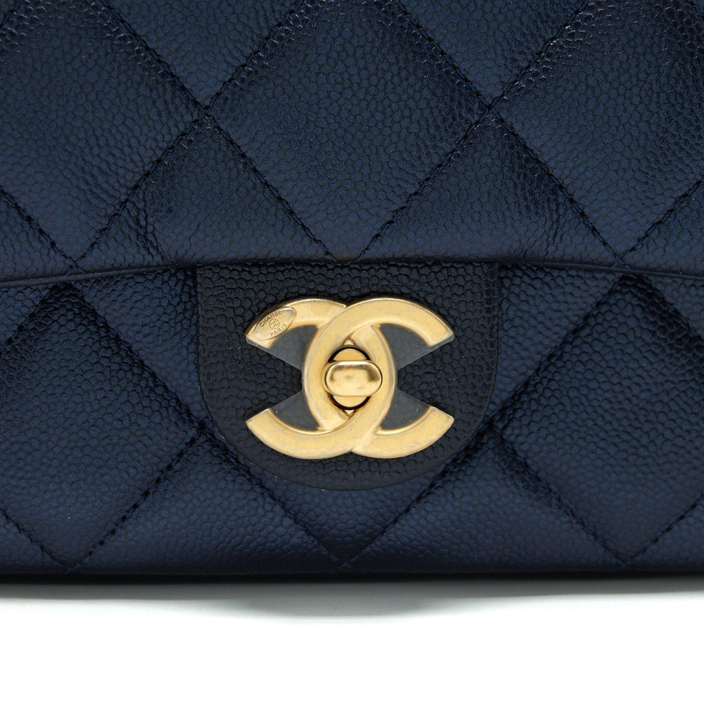 CHANEL 21K MY PERFECT MINI FLAP BAG CAVIAR BLACK GHW (MICROCHIP)
