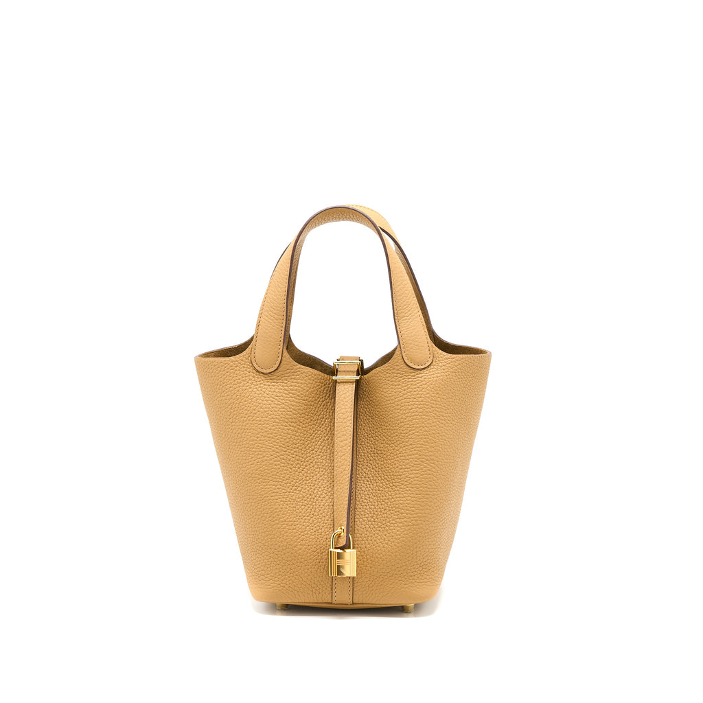 Hermes Picotin 18 Lock Bag Clemence 4B Biscuit GHW