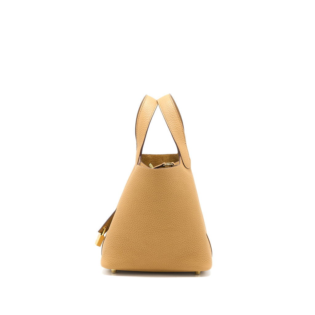 Hermes Picotin 18 Lock Bag Clemence 4B Biscuit GHW