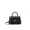 CHANEL MINI COCO HANDLE CAVIAR LEATHER WITH PYTHON HANDLE BLACK GHW