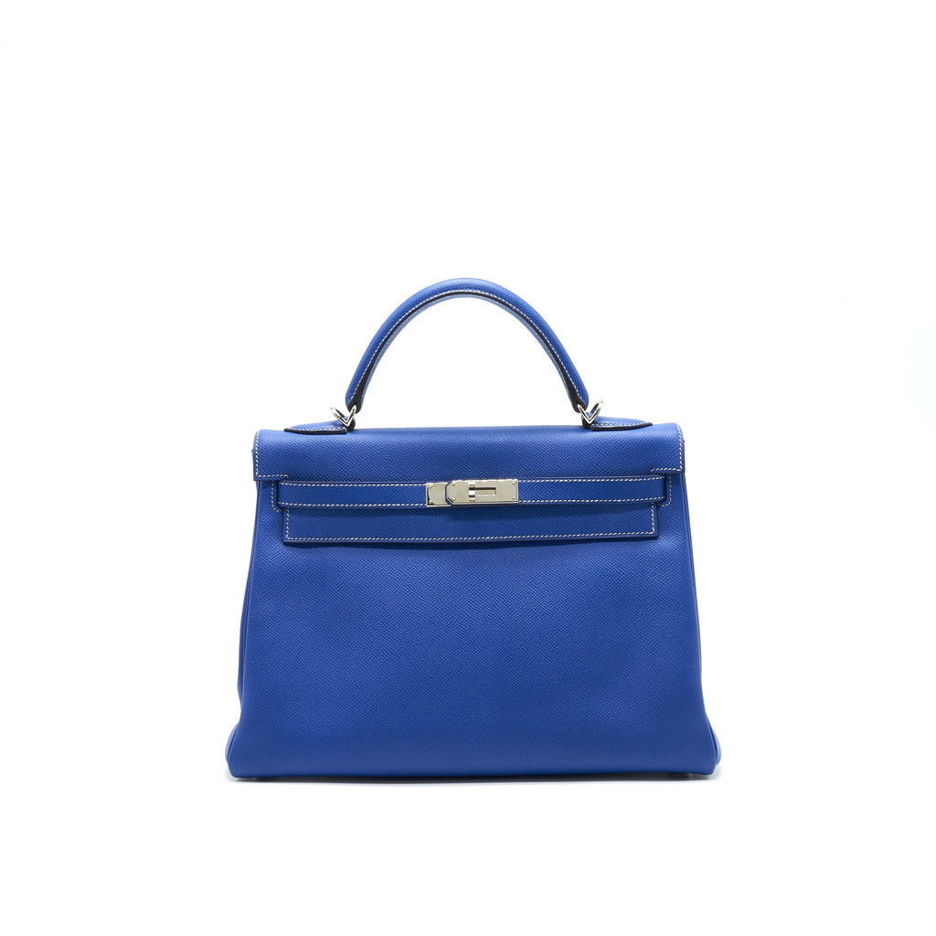 HERMES KELLY 32 7T BLEU ELECTRIQUE EPSOM