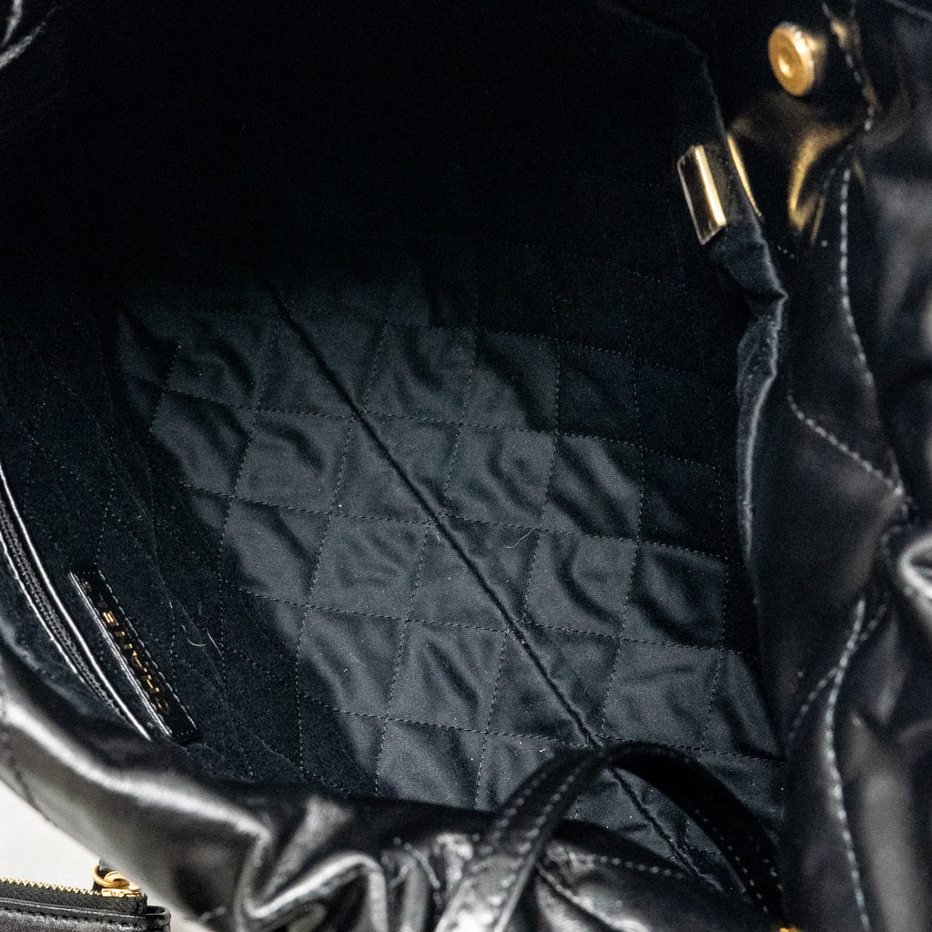 CHANEL SMALL 22BAG SHINY CALFSKIN BLACK GHW (MICROCHIP)