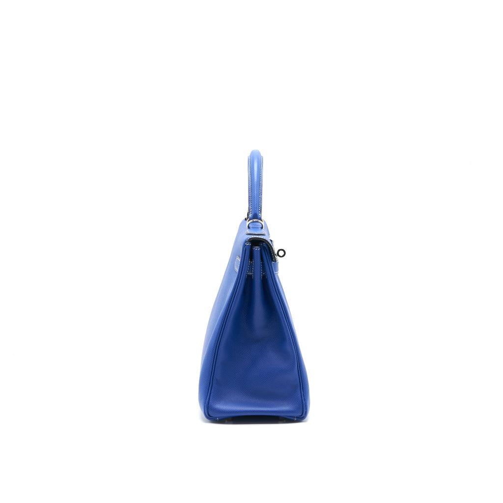 HERMES KELLY 32 7T BLEU ELECTRIQUE EPSOM