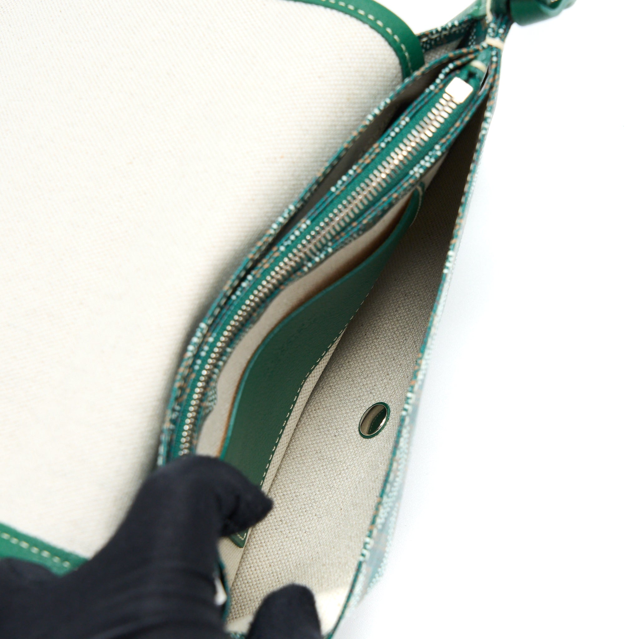 GOYARD POCHETTE PLUMET GOYARDINE CANVAS VERT SHW