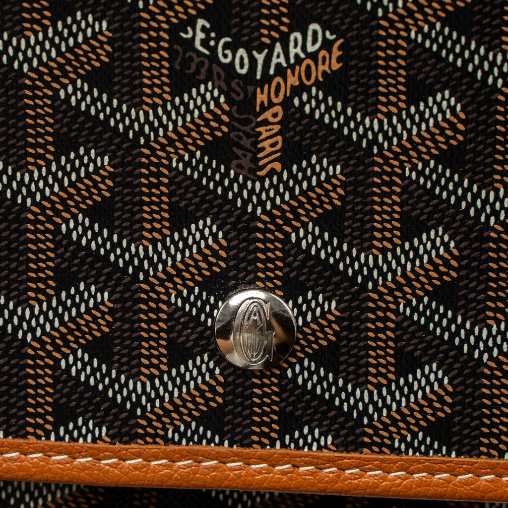 GOYARD PLUMET POCKET WALLET GOYARDINE CANVAS/CALFSKIN BLACK/BROWN SHW