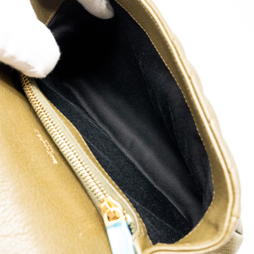 SAINT LAURENT/YSL MEDIUM COLLEGE BAG QUILTED LAMBSKIN ANEMONE GREEN GHW
