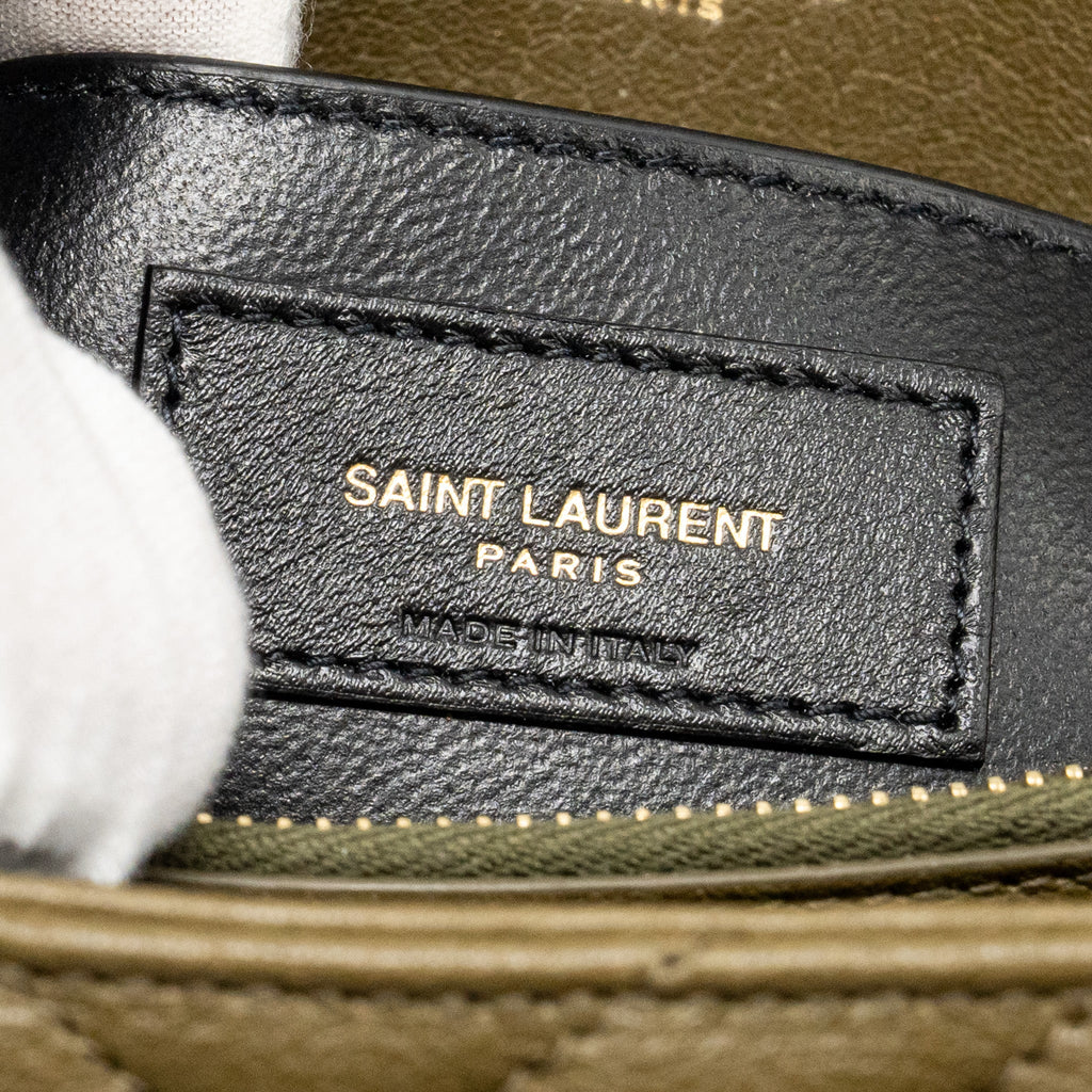 SAINT LAURENT/YSL MEDIUM COLLEGE BAG QUILTED LAMBSKIN ANEMONE GREEN GHW