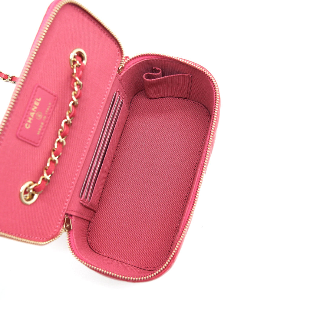 CHANEL LONG VANITY CASE CAVIAR HOT PINK LGHW