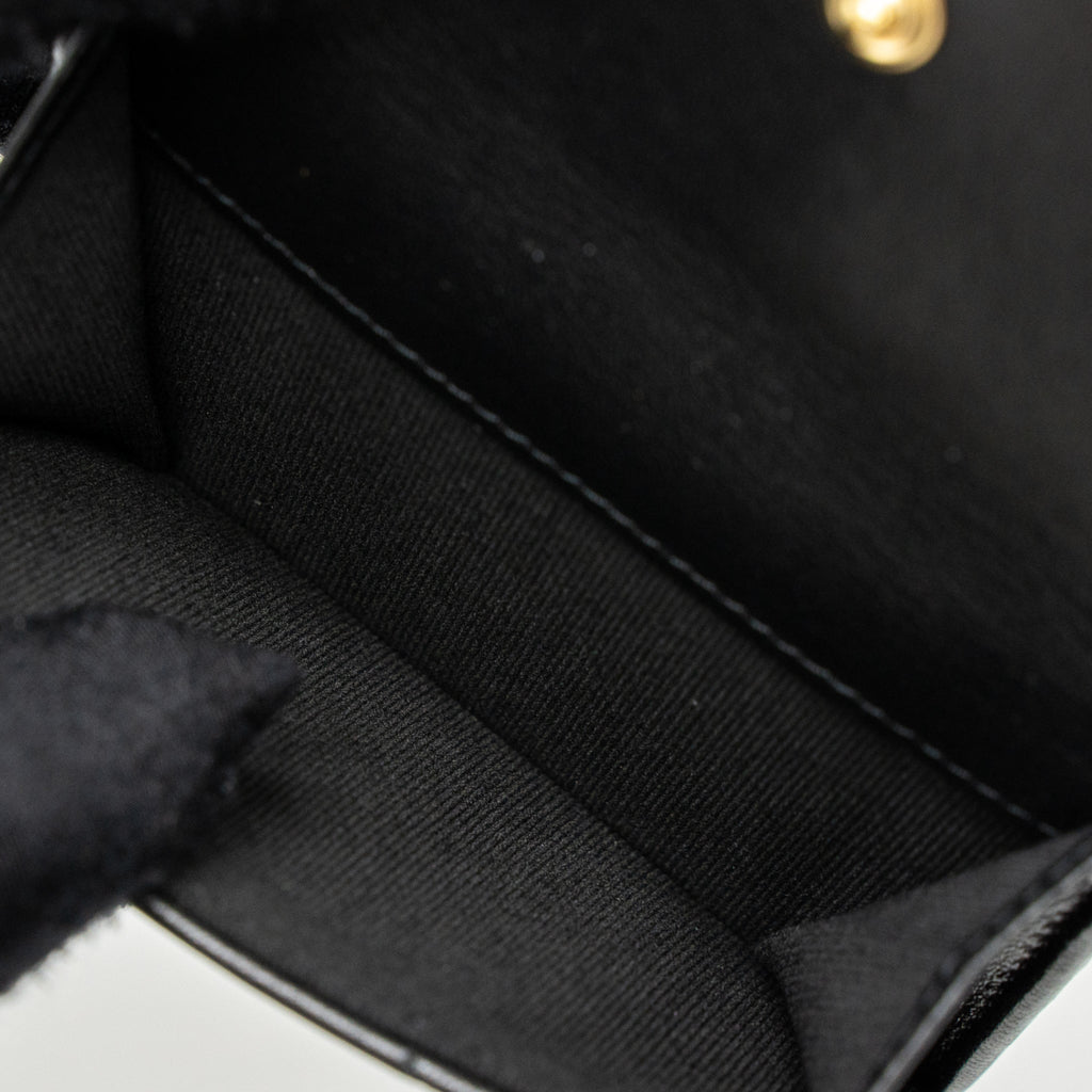 CHANEL 19 FLAP COMPACT WALLET LAMBSKIN BLACK GHW (MICROCHIP)