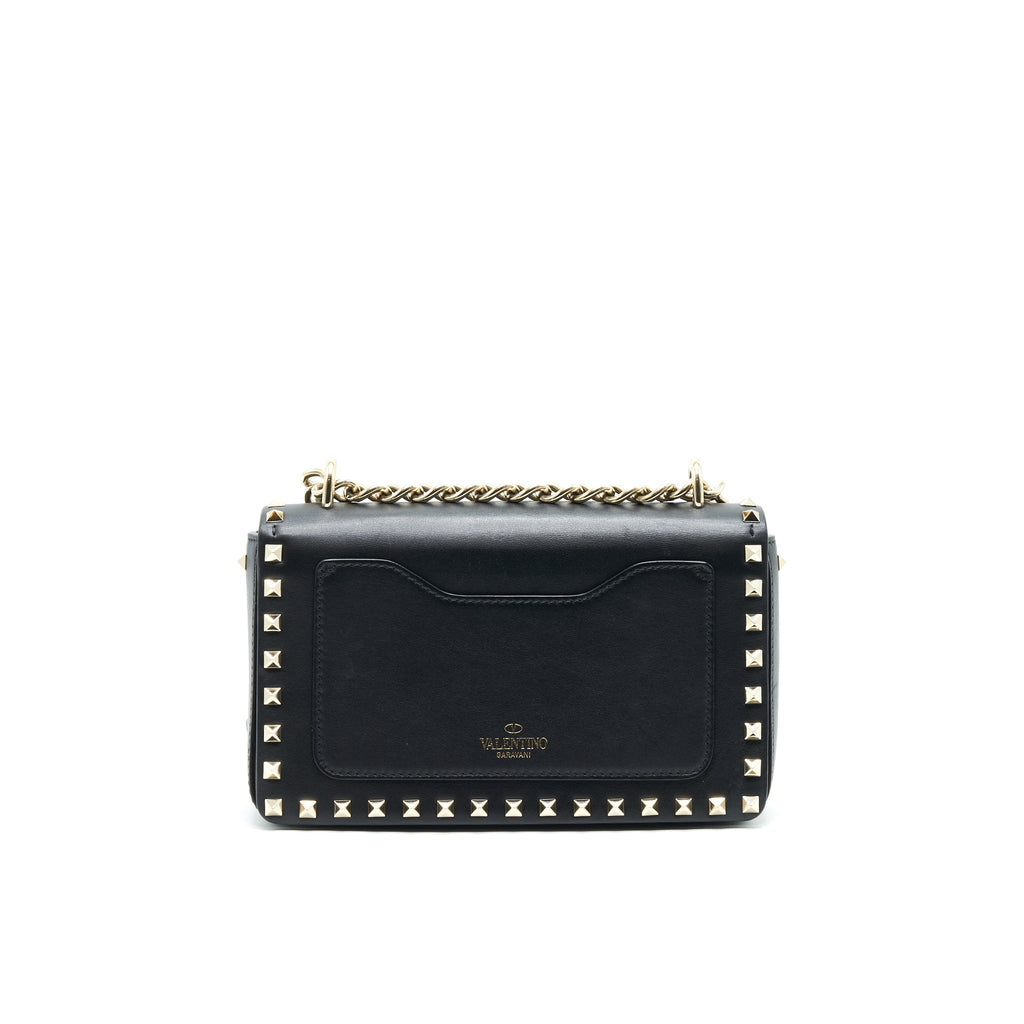 VALENTINO SMALL ROCKSTUD CROSSBODY BAG WITH CHAIN IN BLACK
