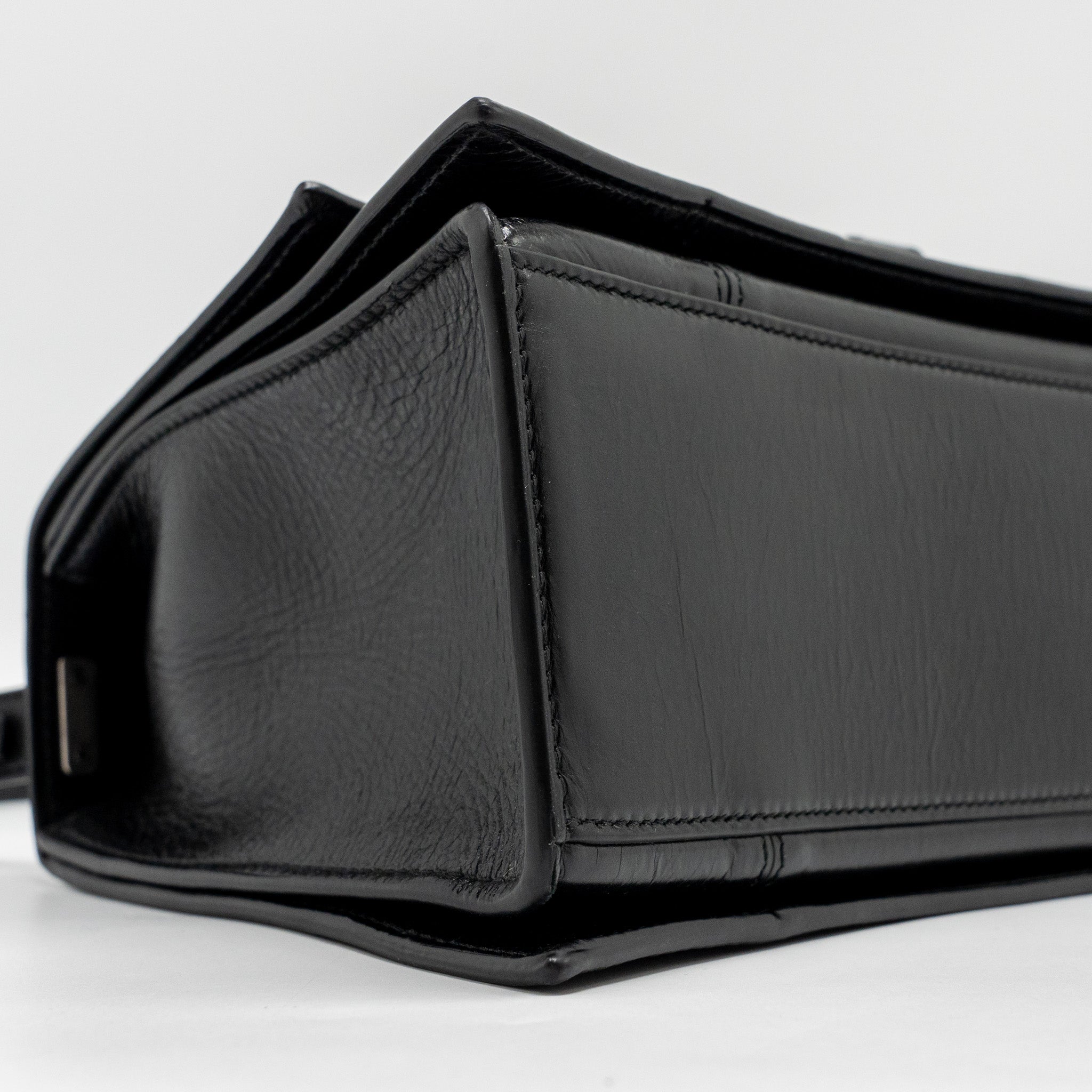 BALENCIAGA MEDIUM CRUSH SHOULDER BAG CALFSKIN LEATHER BLACK SHW