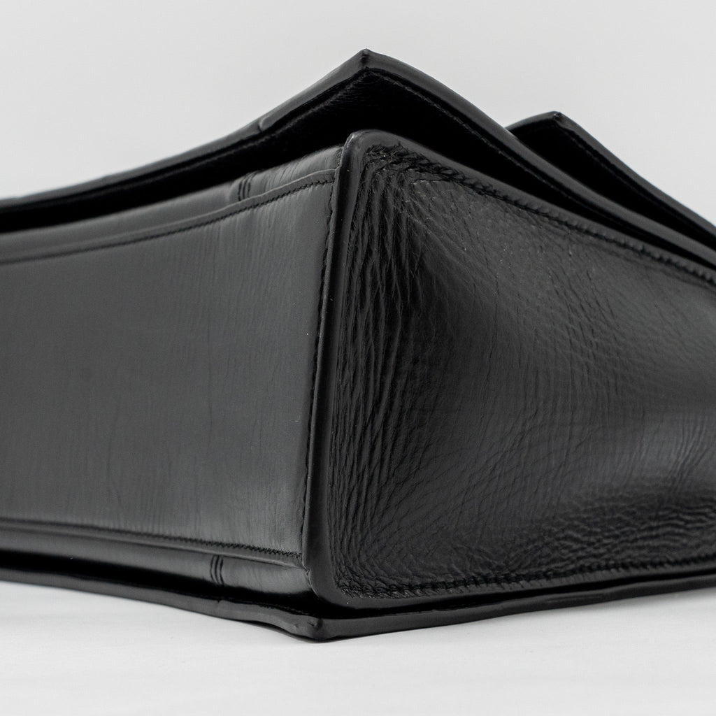 BALENCIAGA MEDIUM CRUSH SHOULDER BAG CALFSKIN LEATHER BLACK SHW