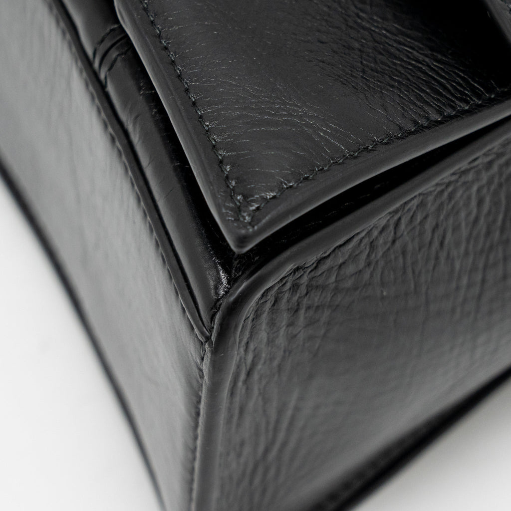 BALENCIAGA MEDIUM CRUSH SHOULDER BAG CALFSKIN LEATHER BLACK SHW
