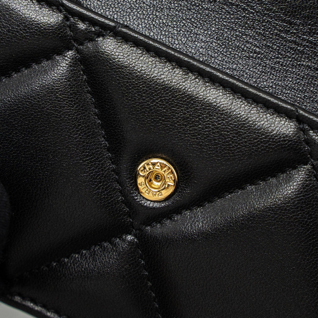 CHANEL 19 FLAP COMPACT WALLET LAMBSKIN BLACK GHW (MICROCHIP)
