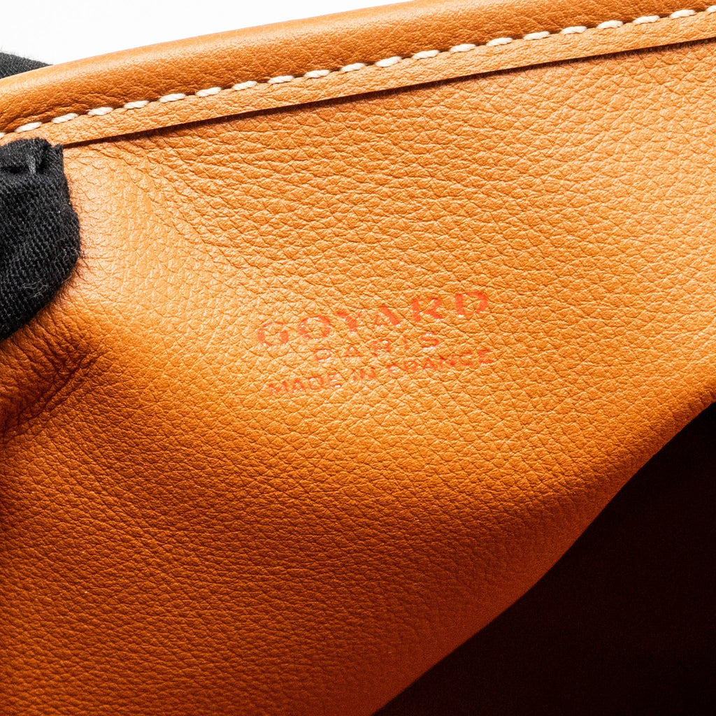GOYARD MINI ANJOU TOTE BAG GOYARDLINE CANVAS / CALFSKIN BLACK/TAN SHW