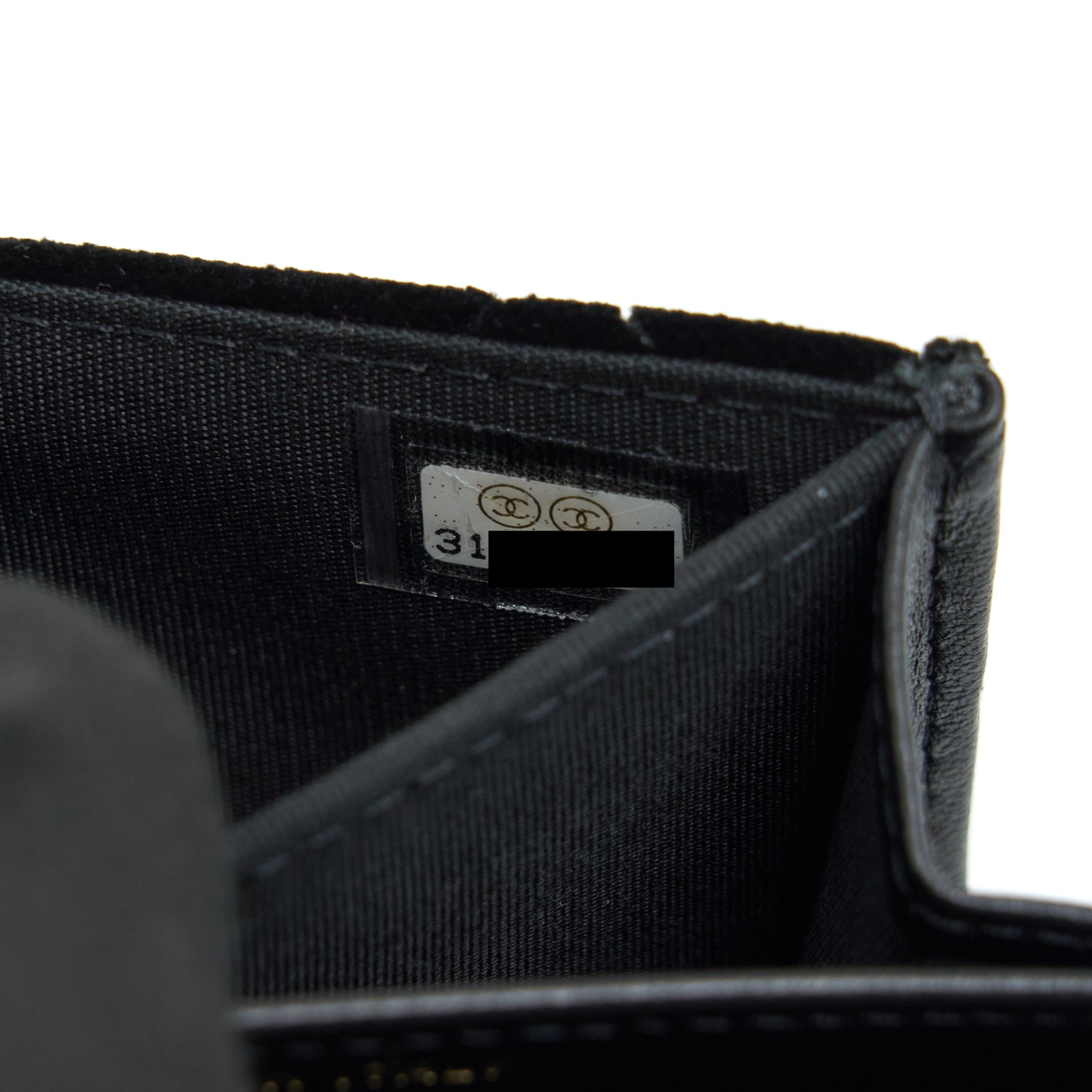 CHANEL VELVET CC LOGO SMALL FLAP WALLET BLACK LGHW