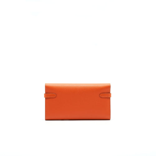 HERMES KELLY LONG WALLET ORANGE SHW EPSOM LEATHER