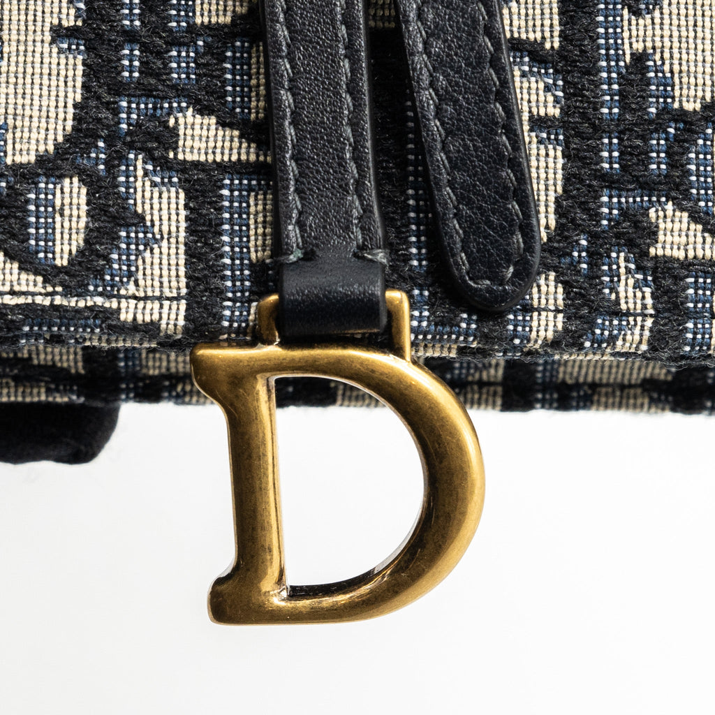DIOR SADDLE BELT BAG BLUE OBLIQUE JACQUARD CANVAS GHW