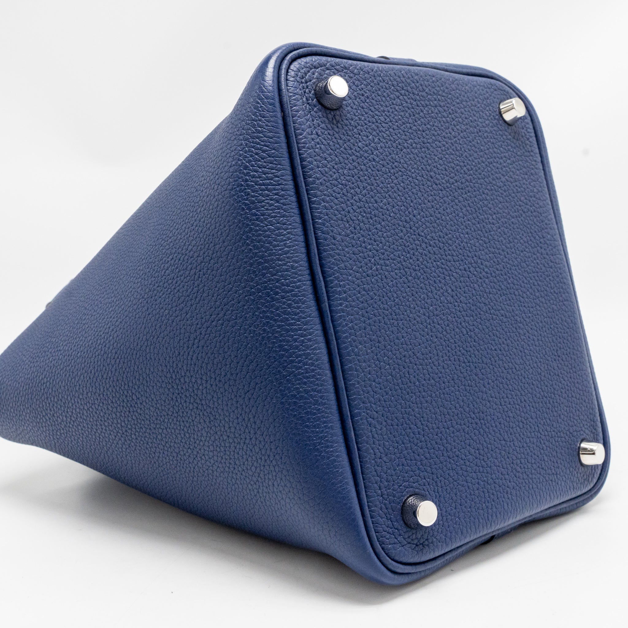 HERMES PICOTIN 18 LOCK BAG TAURILLON MAURICE BLUE SAPHIR SHW