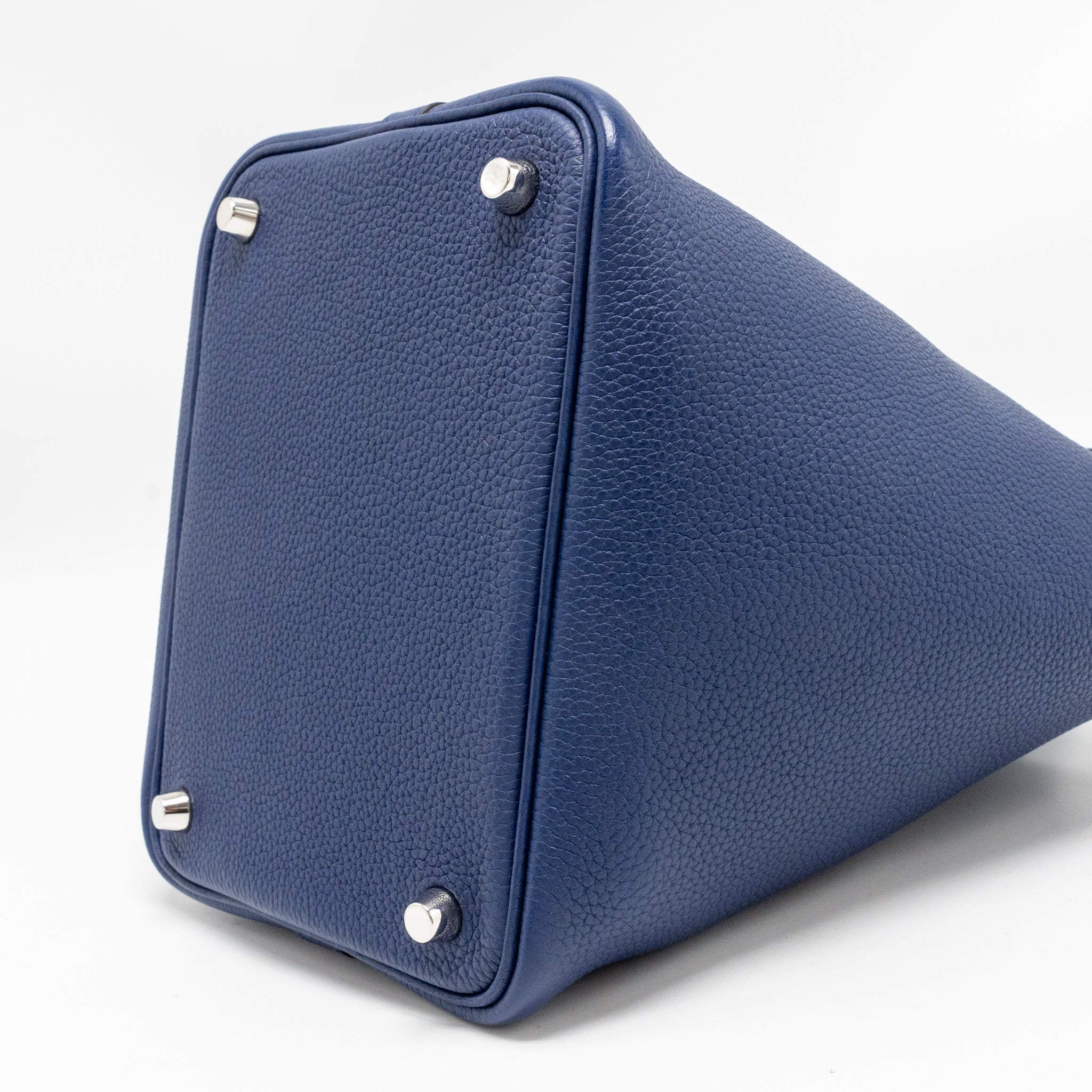 HERMES PICOTIN 18 LOCK BAG TAURILLON MAURICE BLUE SAPHIR SHW