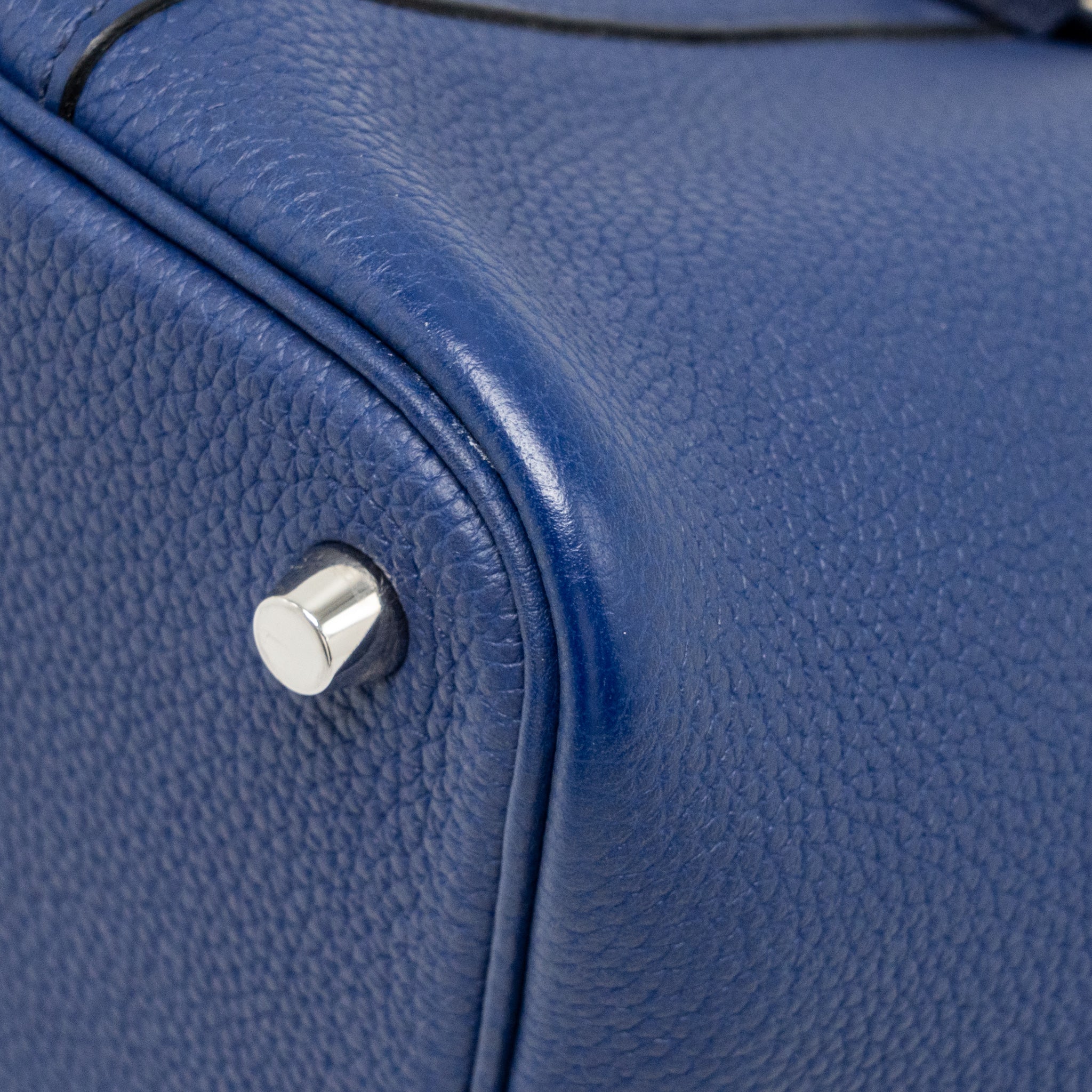 HERMES PICOTIN 18 LOCK BAG TAURILLON MAURICE BLUE SAPHIR SHW